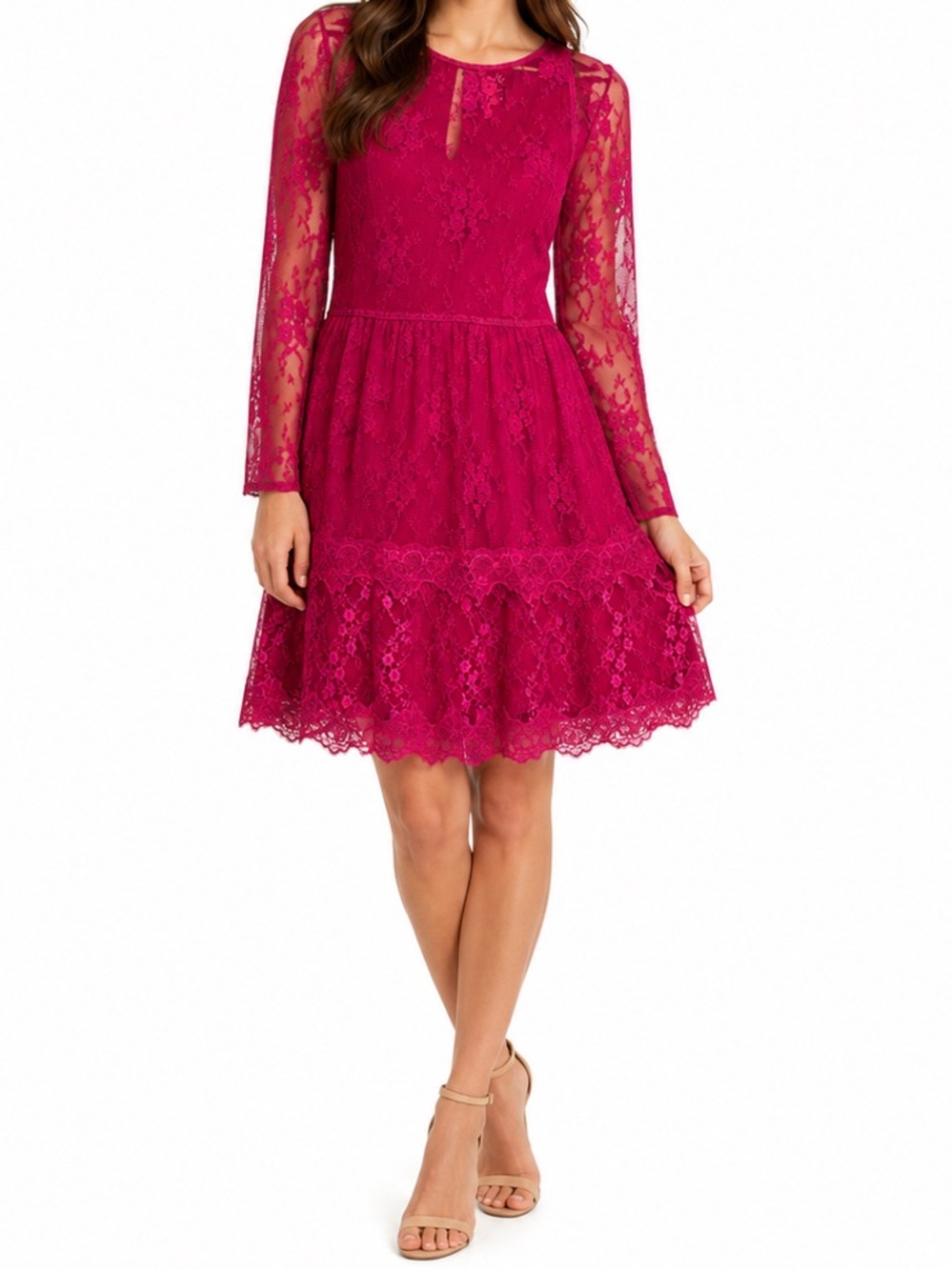 Monique Lhullier Lace Mesh A Line Dress Event Cocktail Preppy Plus Womens 14